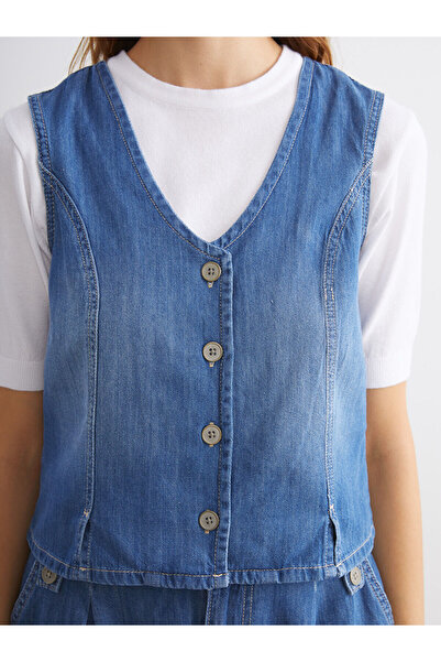 LC Waikiki V Yaka Kadın Jean Yelek