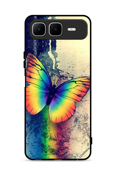 Covernex غطاء حماية لهاتف Infinix Smart 10 Plus بتصميم فراشة قوس قزح عتيقة