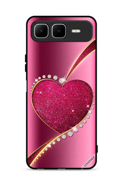 Covernex غطاء حماية من إنفينيكس سمارت 10 بلس بتصميم قلب لامع من الألماس