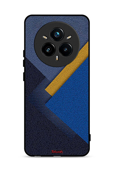 Tolwak غطاء حماية لهاتف Realme 14 Pro 5G بنقشة مثلثات جلدية