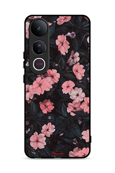 Tolwak غطاء حماية لهاتف فيفو V50 لايت - لون الخوخ والورود الصغيرة