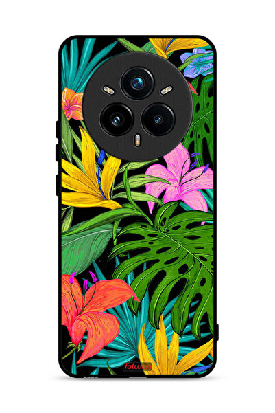Tolwak غطاء حماية لهاتف Realme 14 Pro Plus 5G بنقشة زهور استوائية وأوراق شجر