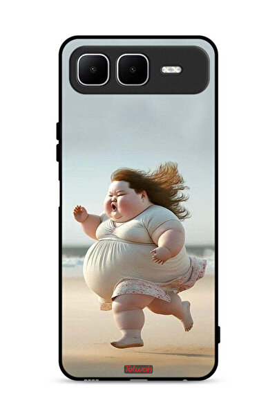 Tolwak غطاء حماية من إنفينيكس سمارت ١٠ بلس، صورة فتاة سمينة تجري