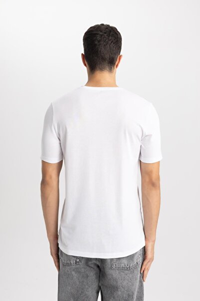 DeFacto Slim Fit, λεπτή εφαρμογή, λαιμόκοψη, βαμβακερό βασικό μονόχρωμο κοντομάνικο μπλουζάκι