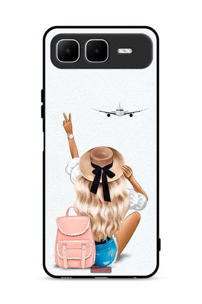 Tolwak غطاء حماية لهاتف Infinix Smart 10 Plus بتصميم فتاة تحب السفر