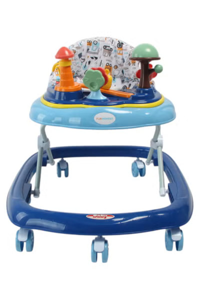 Fun Moment Adjustable Height Foldable Baby Walker 6-18 Months Blue