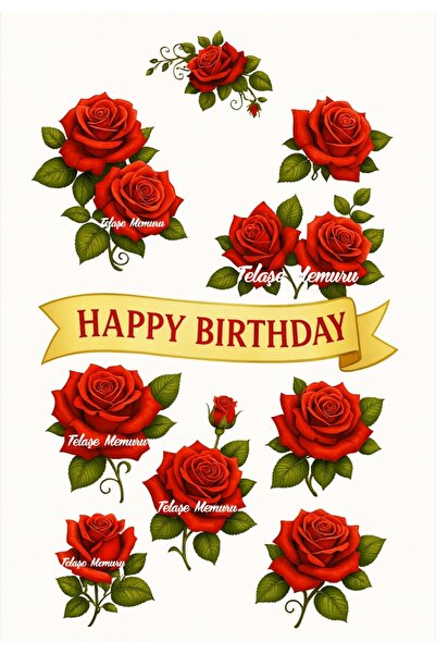 telaşe memuru Flower rose and happy birthday edible cake picture printing - e...
