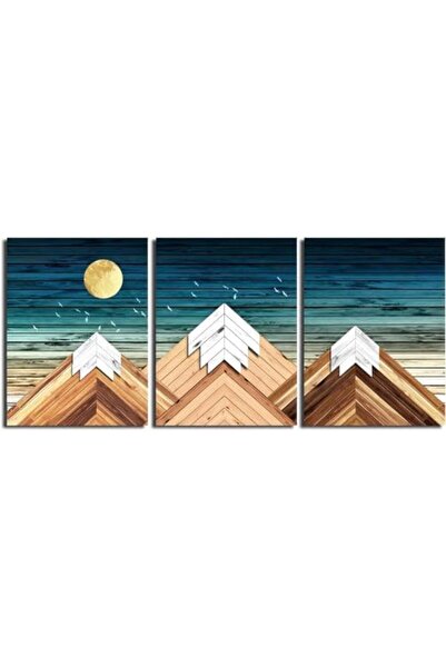 Today Idea مجموعة لوحات فنية من القماش لمناظر جبلية هندسية من توداي آيديا | مجموعة مؤطرة من 3 قطع | مثالية لغرف المعيشة