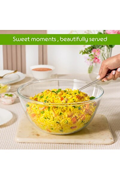 Borosil Mixing & Serving Bowl, 2.5L | Oven, Microwave & Freezer Safe | Scratch & Stain Resistant