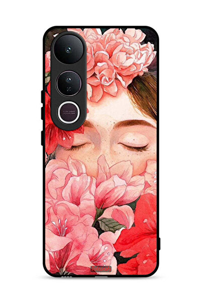 Tolwak غطاء حماية لهاتف Vivo V50 Lite برسومات زهور ووجه فتاة مخفي