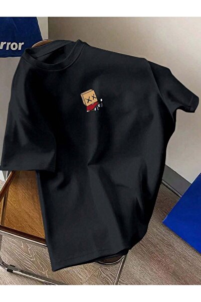 Flood Of Style Μπλουζάκι Unisex Μαύρο Χαρτόνι Πρόσωπο με τύπωμα oversized