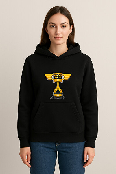 MODA سويت شيرت بقلنسوة مطبوع عليه كأس المكبس (خيطين)