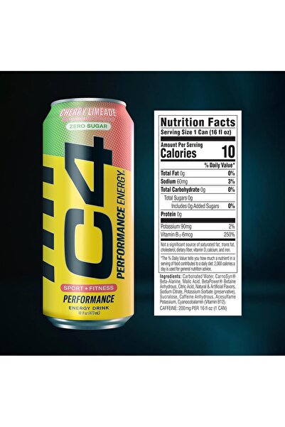 Cellucor مشروب الطاقة الأصلي C4 الخالي من السكر، 16 أونصة (عبوة من 12 مشروبًا) | نكهة الكرز والليمون