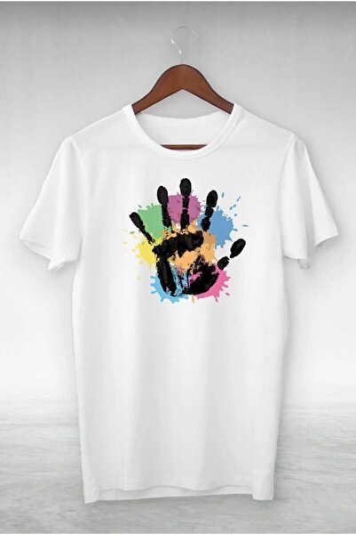 Flood Of Style Vopsea de mână albă unisex cu imprimeu supradimensionat