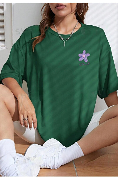 Flood Of Style Γυναικείο Nefti Green Flower με τύπωμα oversized