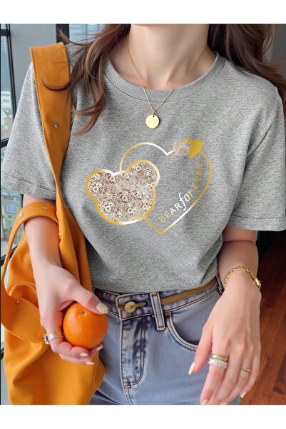 Flood Of Style طبعة دب رمادي للنساء من فور إيفر مقاس كبير