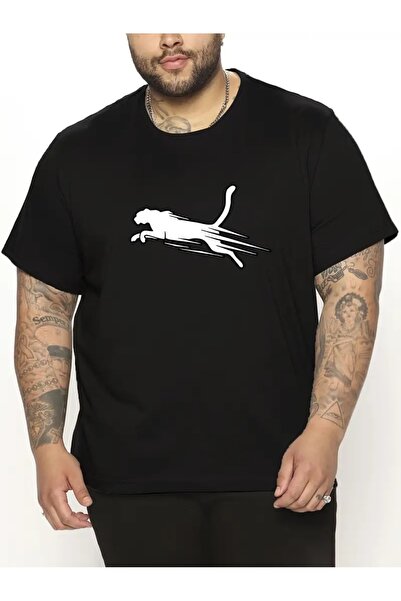 Flood Of Style Мъжки черни панталони с леопардов принт