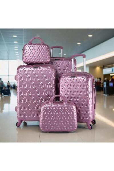 New Travel 4-piece Track Luggage Set with Wheels and Makeup Bag