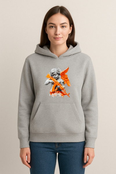 MODA سويت شيرت بقلنسوة مطبوع عليه AK47 (خيطين)