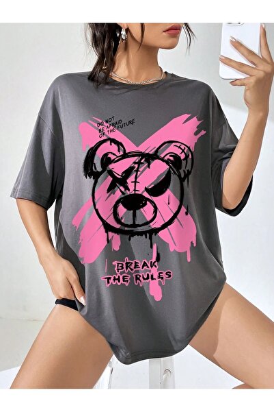 Flood Of Style Regulile ursului afumat pentru femei cu imprimeu supradimensionat