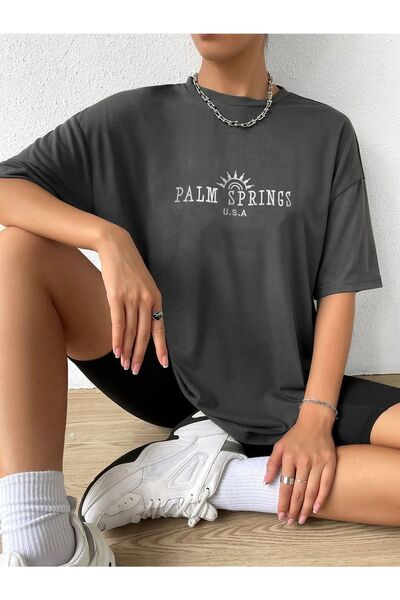 Flood Of Style حذاء نسائي كبير الحجم مطبوع عليه نخيل ربيعية مدخنة