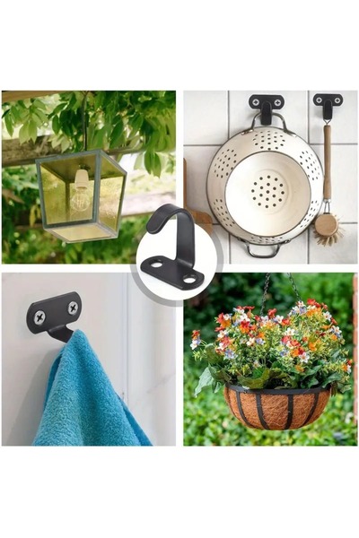 VENON 1 Piece J Model Mini Metal Hanger Black Screwed Bathroom Kitchen Cabinet Metal Ceiling Hook Towel Hanger