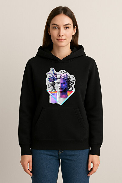 MODA سويت شيرت نسائي مطبوع بغطاء للرأس (خيطين)