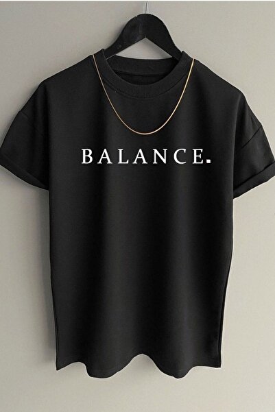 Flood Of Style Tricou bărbătesc Black Balance cu imprimeu supradimensionat