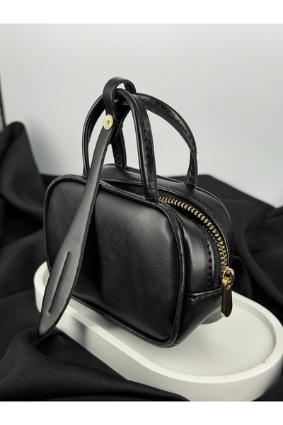 Unzilee Black Leather Bag-Shaped Bag Accessory Bag Charmi