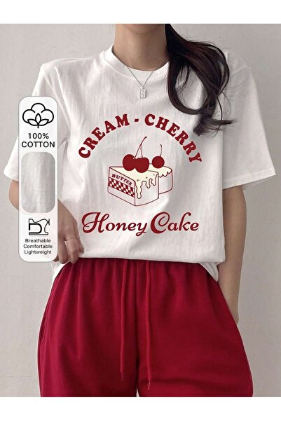 Flood Of Style Γυναικείο Λευκό Κρέμα Chery με τύπωμα oversized