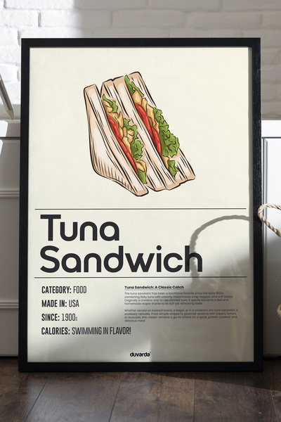 Duvarda Poster cu sandwich cu ton, înrămat în lemn, pictură decorativă de per...