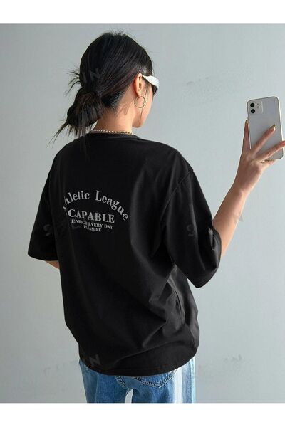 Flood Of Style Γυναικεία Μαύρη Αθλητική Λιάγκα με τύπωμα oversized