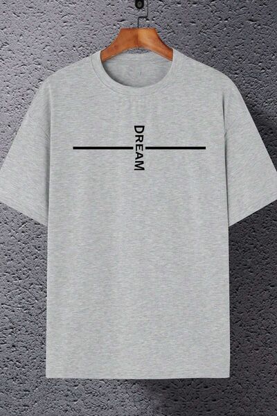 Flood Of Style مقاس كبير مطبوع عليه Dream باللون الرمادي للجنسين