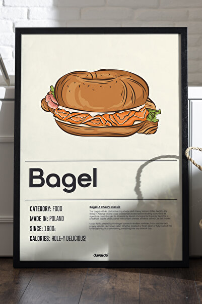 Duvarda Αφίσα με ξύλινο πλαίσιο Bagel, Διακοσμητικός πίνακας τοίχου κουζίνας