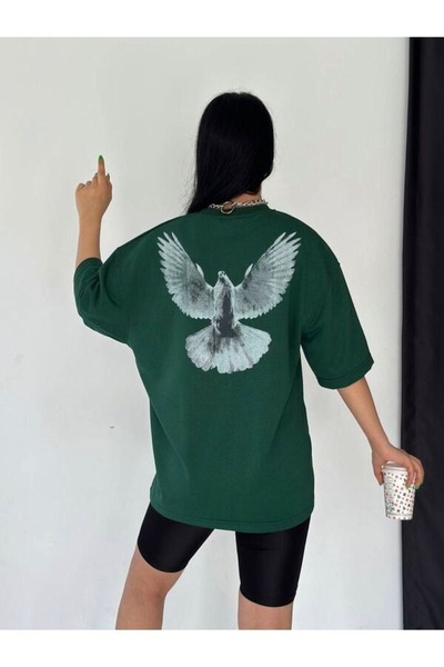 Flood Of Style Unisex Nefti Green Pigeon με τύπωμα oversized