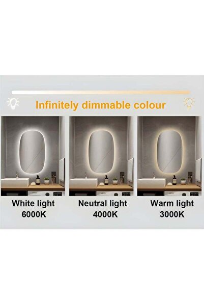 Taimi Elegant Makeup Mirror 60x40cm-beautiful Mirror With 3-levels Of Backlighting For Decoration