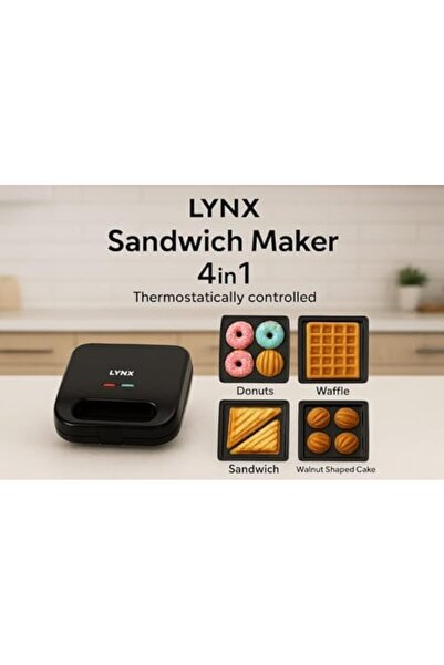 LYNX Sandwich Maker by LYNX, 800W with Non-Stick Grilling Plates, Fast Heat-Up Toaster, Thermostat Contro