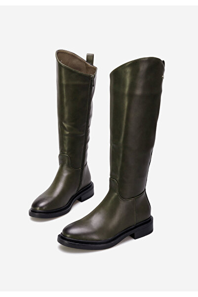 B T Shoes Zelené kozačky na nízkém podpatku Braga