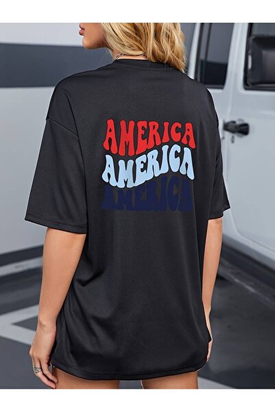 Flood Of Style Γυναικεία Μαύρη Αμερική με τύπωμα oversized