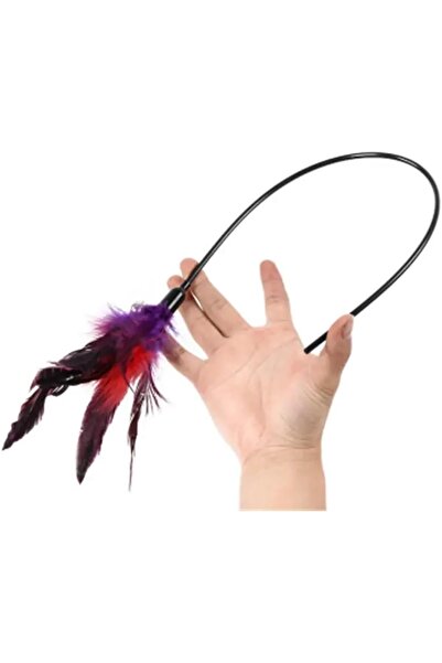 poswicon Cat Teaser Wand Toy Cat Teaser Wand with Colorful Beads and Feathers, 50 cm Length,