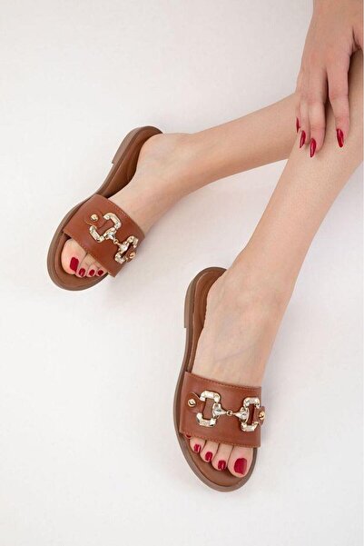 NESSİMO Tan Skin Buckle Slippers N265224