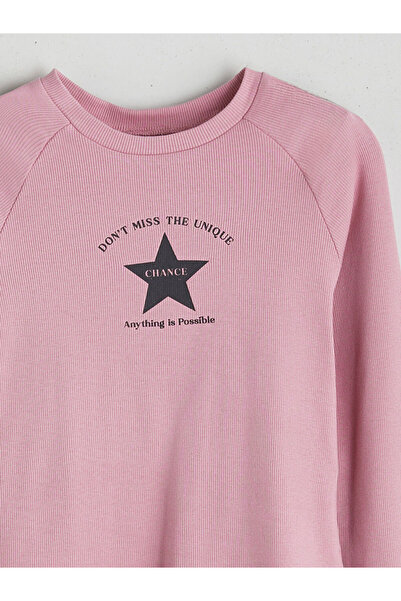 LC Waikiki Pink Crew Neck Girl's T-Shirt