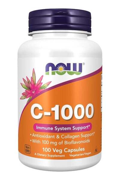 Now Foods فيتامين سي-1000 تركيز 100 ملغ، 100 كبسولة نباتية