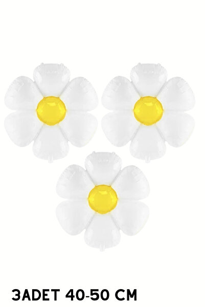 Baloncu Nene 3-Piece Daisy Shaped Foil Balloon Set Party and Birthday Decorat...