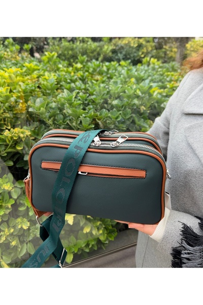 Just Polo Women's New Season Medium Size Lacos Fabric 5 Compartment Postman Shoulder Bag Size 28 X 18 cm