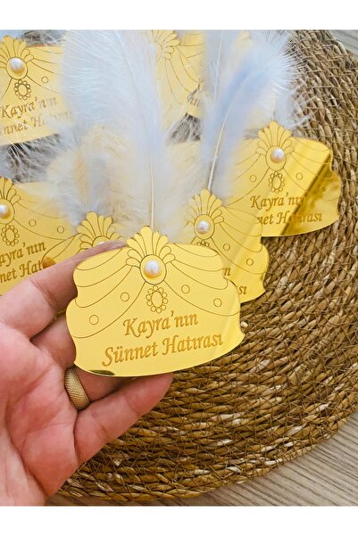 guluslazerkesim 25 ADET GOLD PLEKSİ SÜNNET ŞAPKASI DESENLİ SÜNNET HATIRASI MA...