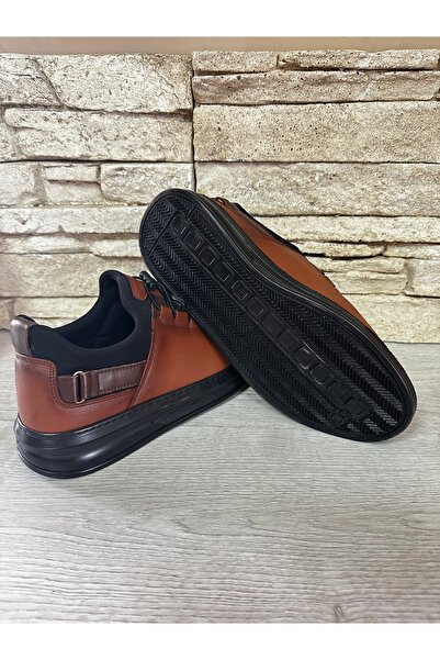 Cyber Khaki Leather, Stretch, Smart Lace, Poly Light Sole Men's Sports Shoes