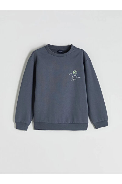 LC Waikiki LCW ECO Gri guler rotund Swea pentru băieți tricou