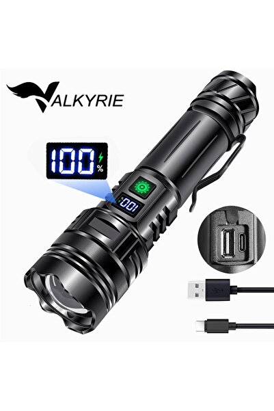 valkyrie Profesyonel Şarjlı LED El Feneri – Güçlü Avcı Feneri, Uzun Pil Ömrü,...