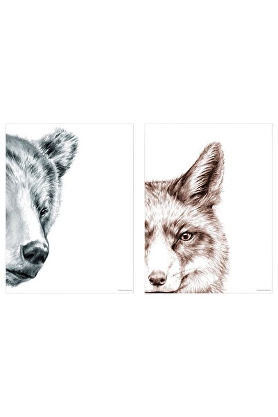 IKEA BILD Poster, bear and fox, 30 x 40 cm